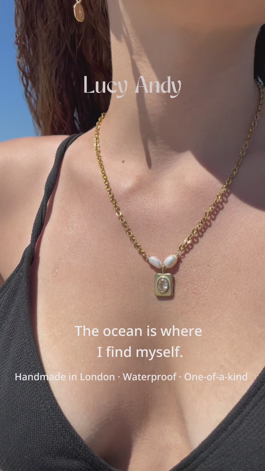 Sara Necklace – Freshwater Pearls & Crystal Charm