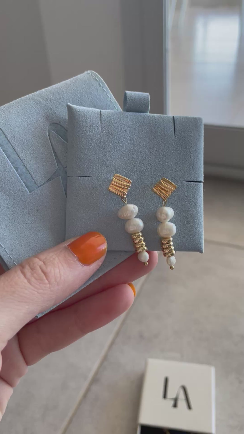 Mila Gold-Plated Drop Earrings with Akoya Baroque Pearls