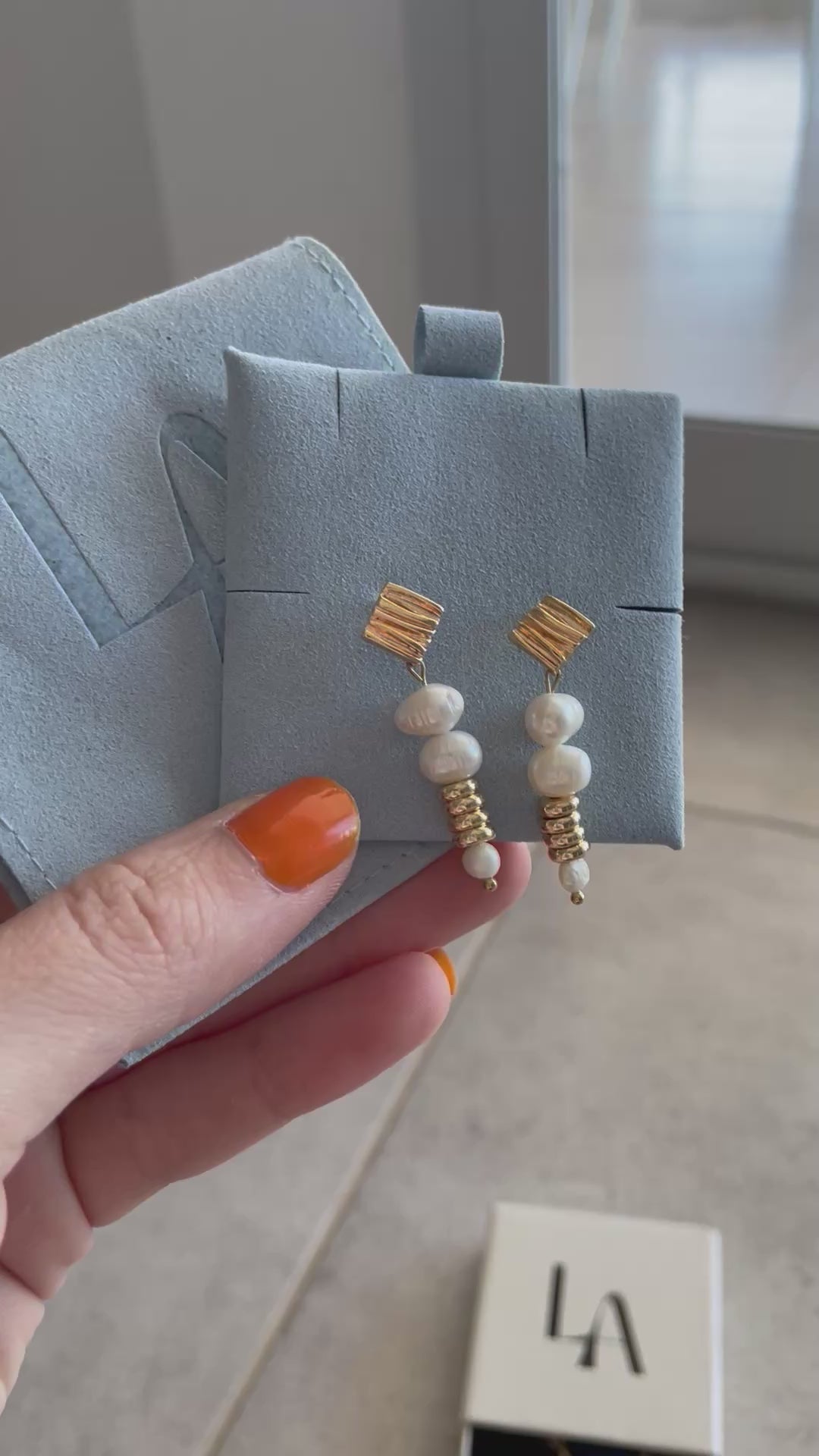 Mila Gold-Plated Drop Earrings with Akoya Baroque Pearls