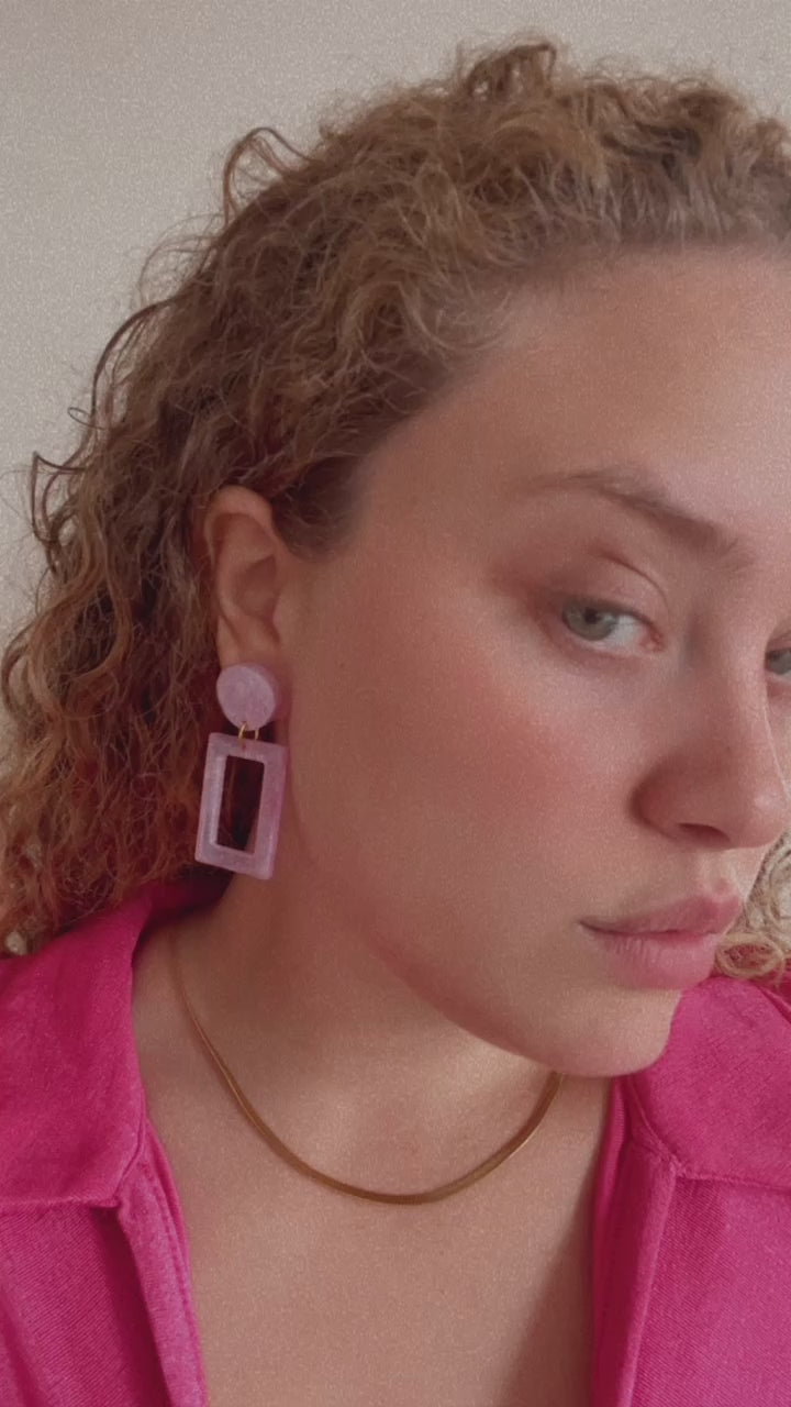 Geometric Statement - Barbie Earrings