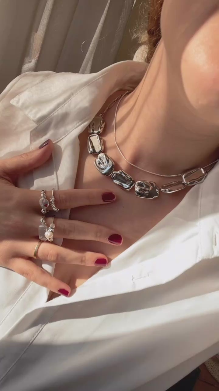 Renata- Baroque Resin Pearls and Silver-Plated Chains