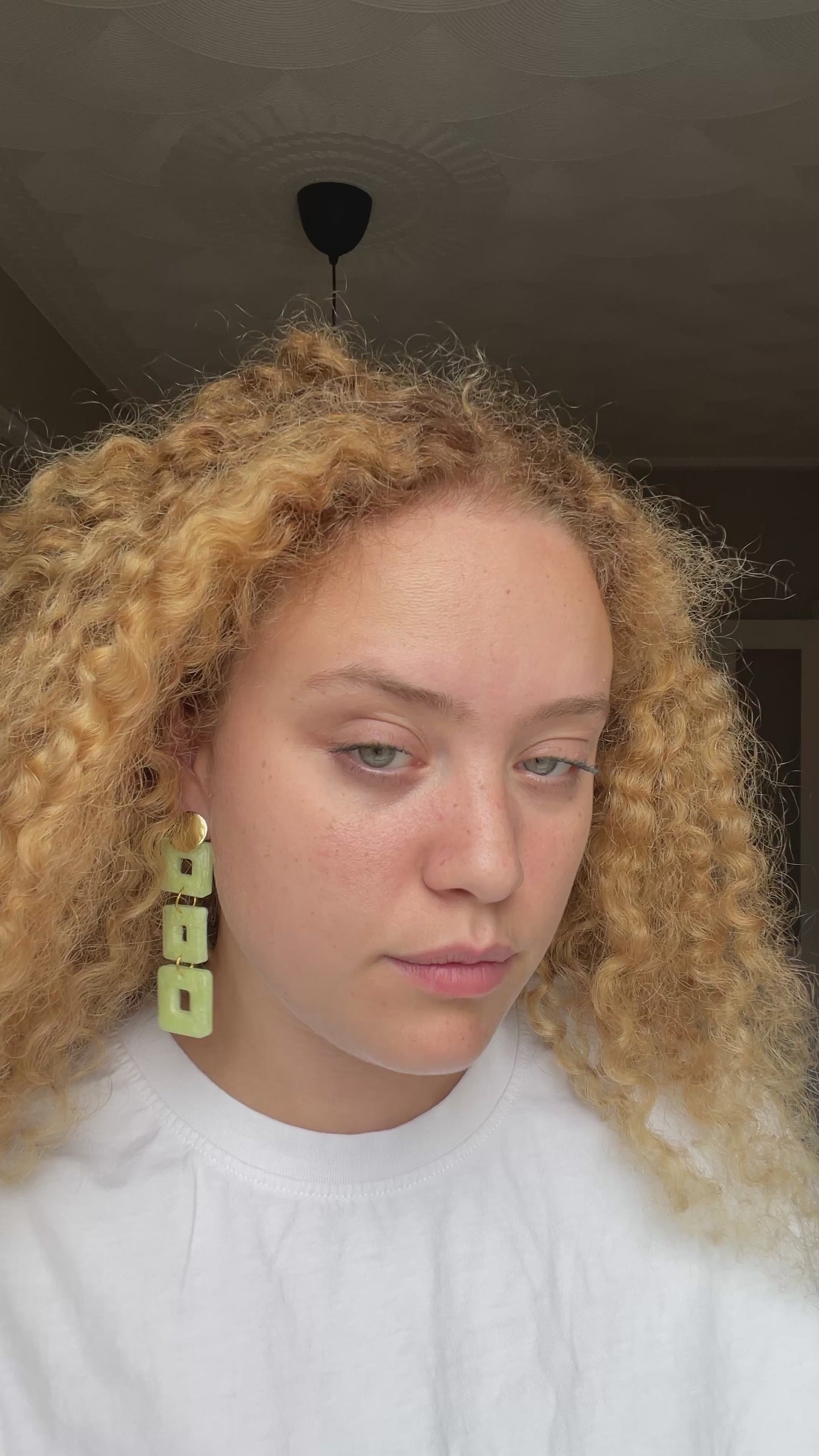Pistachio Cubes – Dangle Resin Earrings with 18K Gold Plated Studs