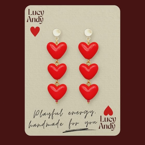 Triple Heart Earrings