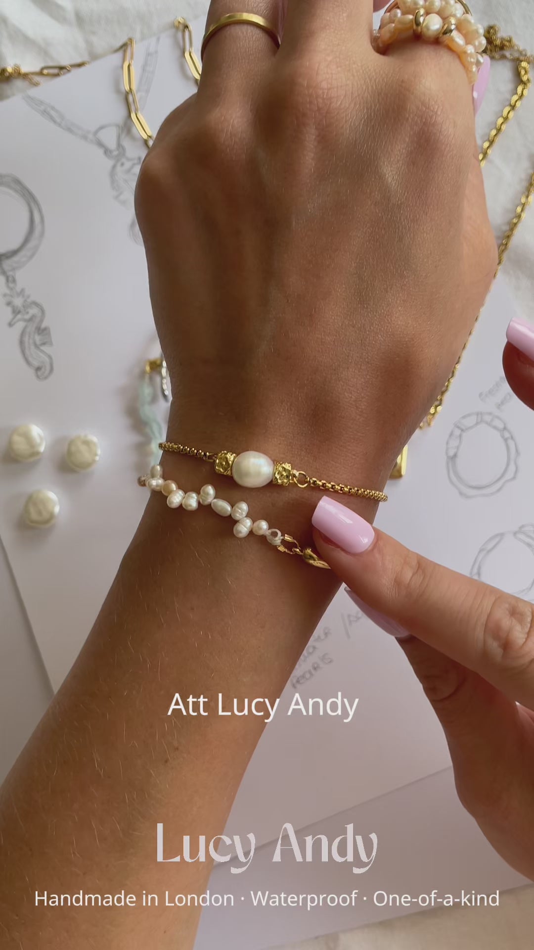 Chunky 18K Gold Plated Bracelet With Freshwater Cultured Pearls