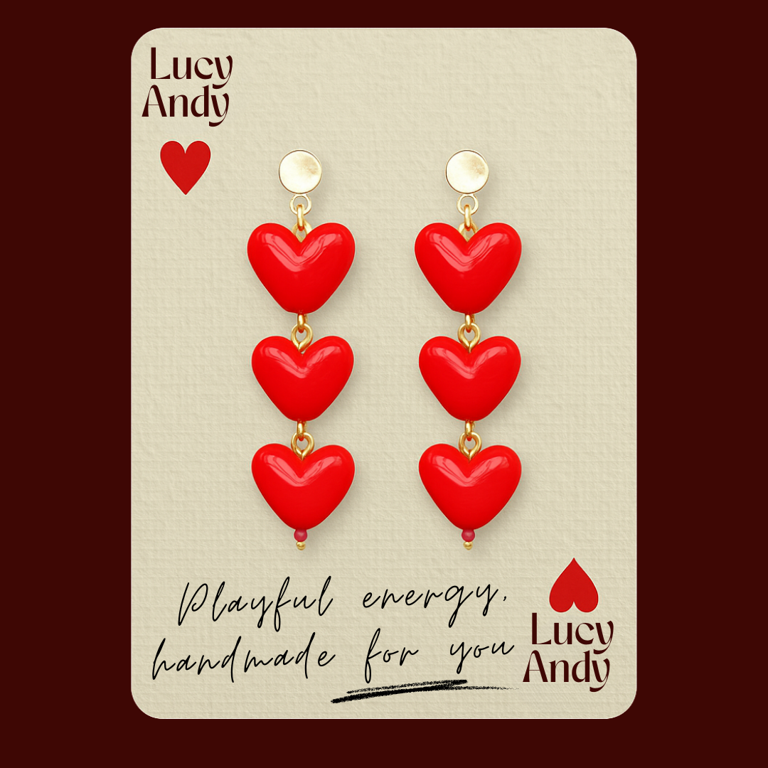 Triple Heart Earrings