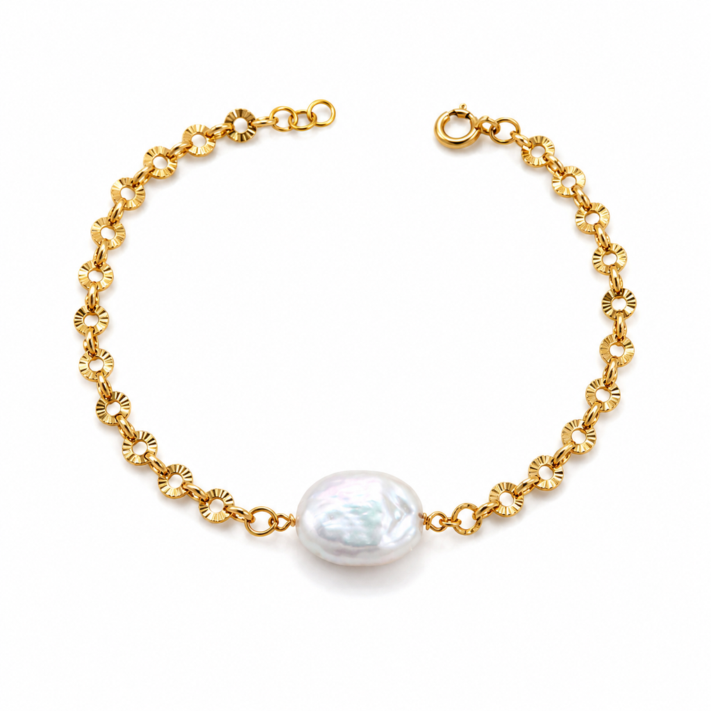 Siena Large Baroque Coin Pearl Bracelet