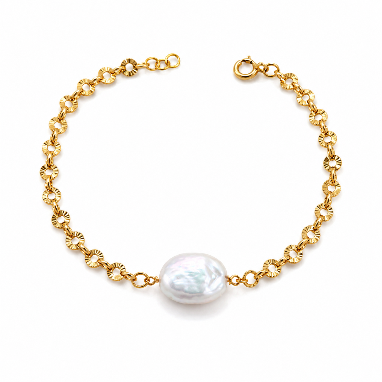 Siena Large Baroque Coin Pearl Bracelet