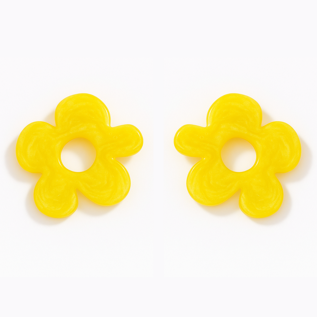 Customisable 22mm Gold Plated Hoops with Resin Flowers