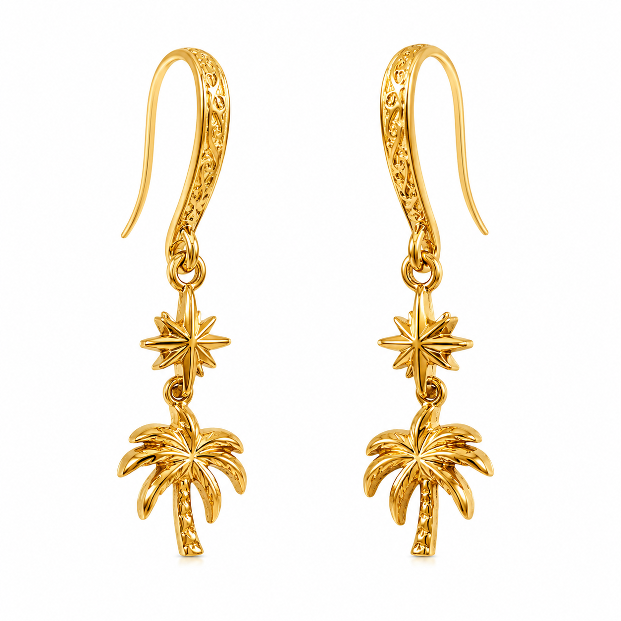 Trópico Palm Tree & Star Drop Earrings