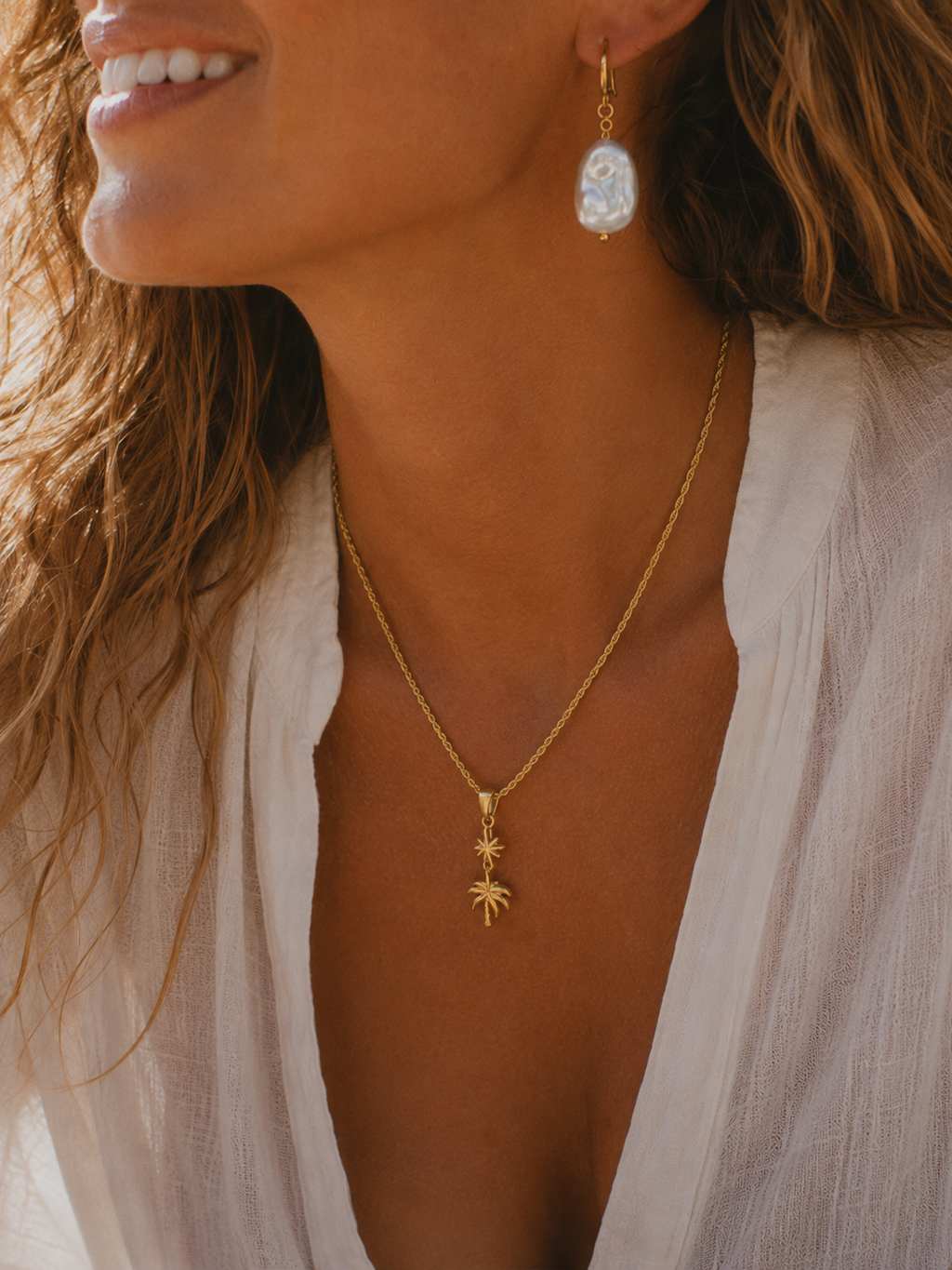 Trópico Palm Tree & Star Rope Chain Necklace